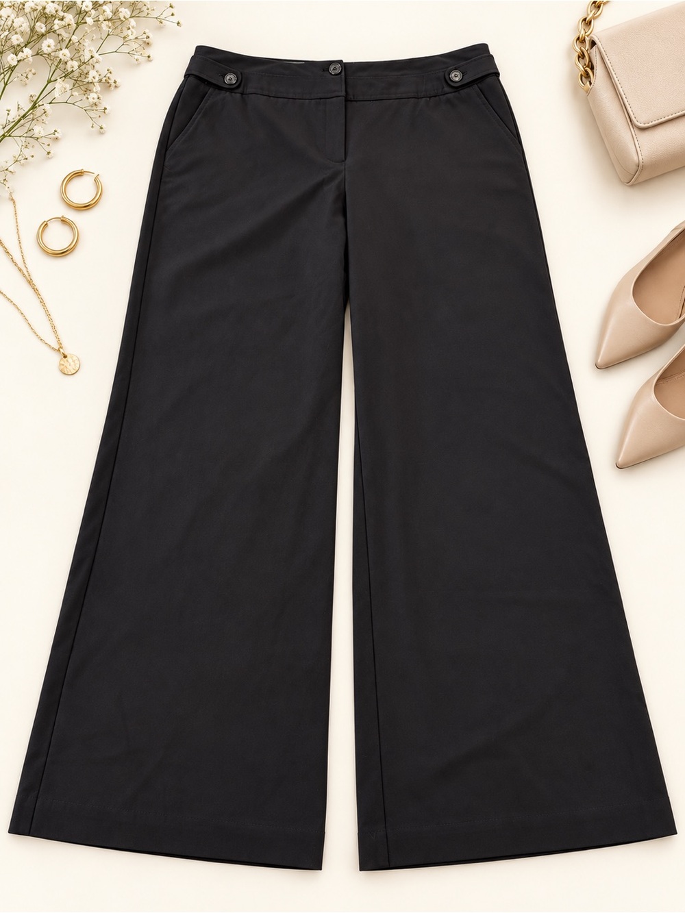 Worthington Black Wide Leg Trouser Pants Size 18 Stretch Career Dress Pants